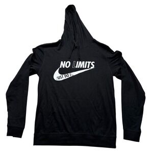 Beimar No Limits Just Do‎ It Graphic Hoodie Med Black Lightweight Pullover #1192